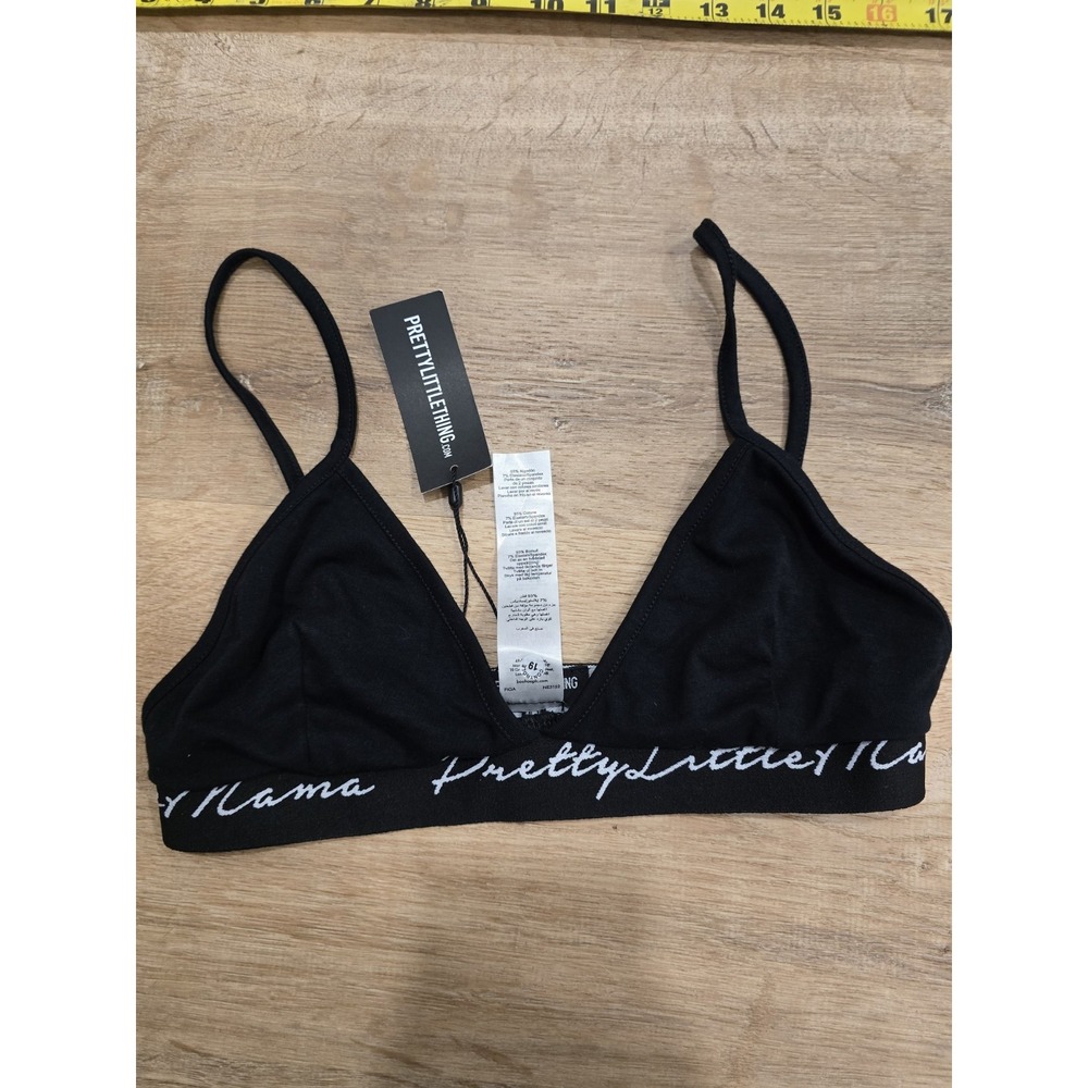 PRETTYLITTLETHING MAMA Black MaternityTriangle Bralette Bra UK 10 US 6 NWT